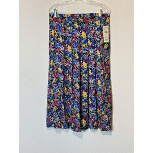 Vintage New Liz Baker Floral Midi Skirt Women 20W Pockets 33x 32 Church Brunch
